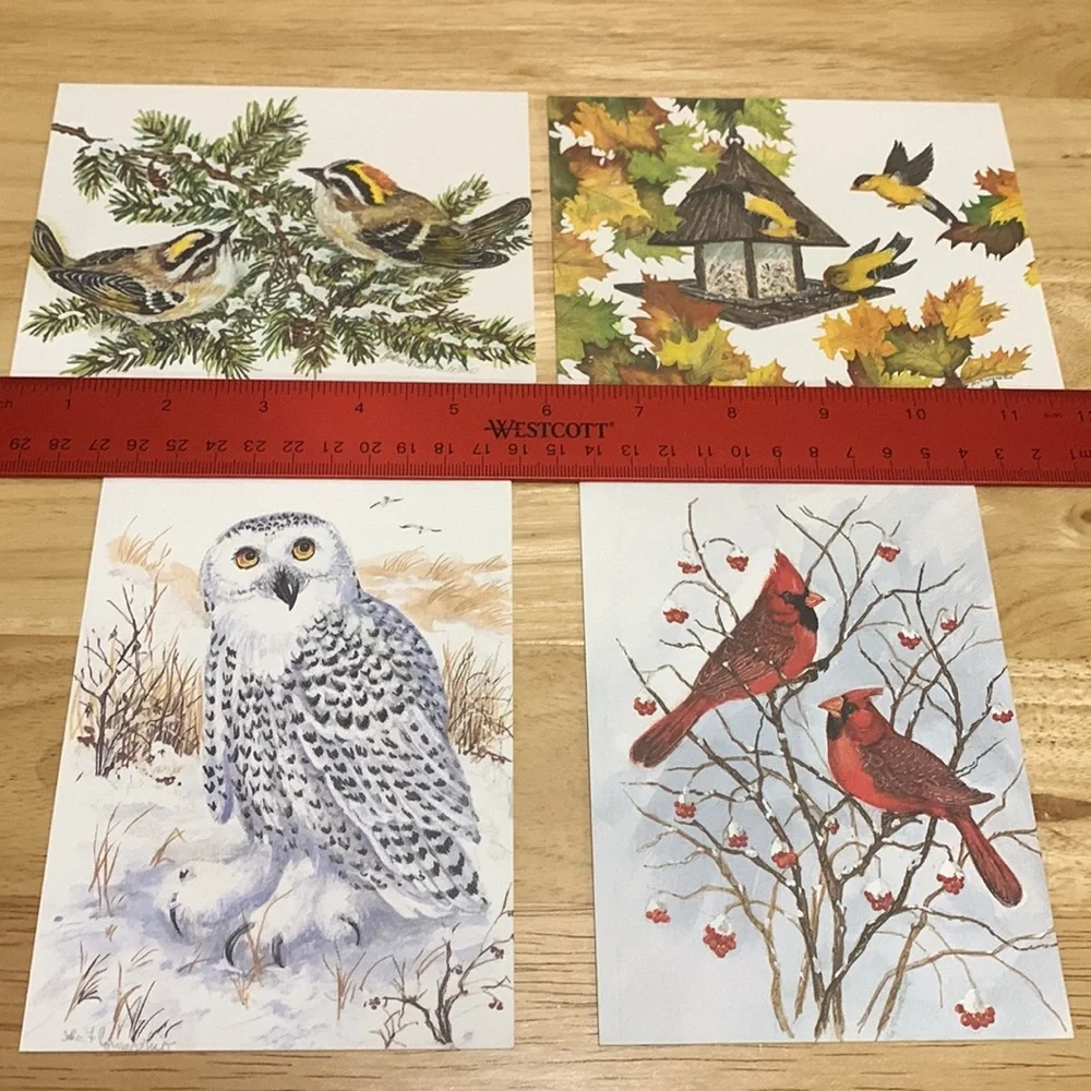 Lot of 19 blank cards with birds, cats and dogs on the fronts. Photos & art